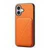 For iPhone 17 Case Card Holder Kickstand Calf Textured Leather+PC+TPU Phone Cover