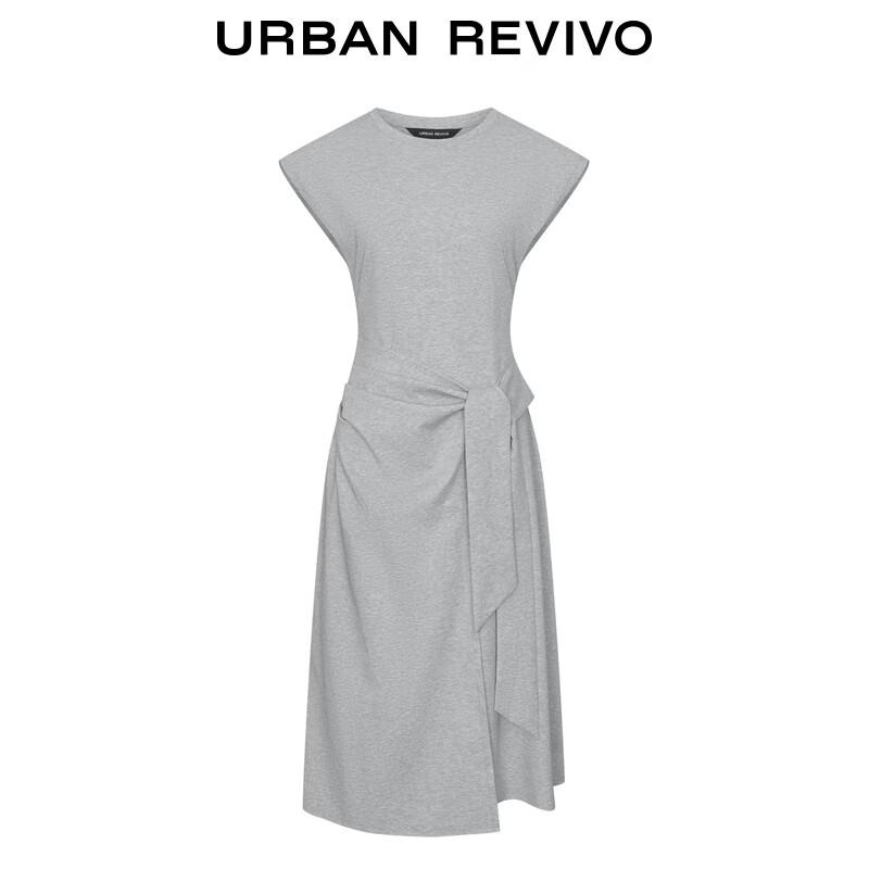 UR 2025 Autumn Women's Casual Belted Round Neck Dress