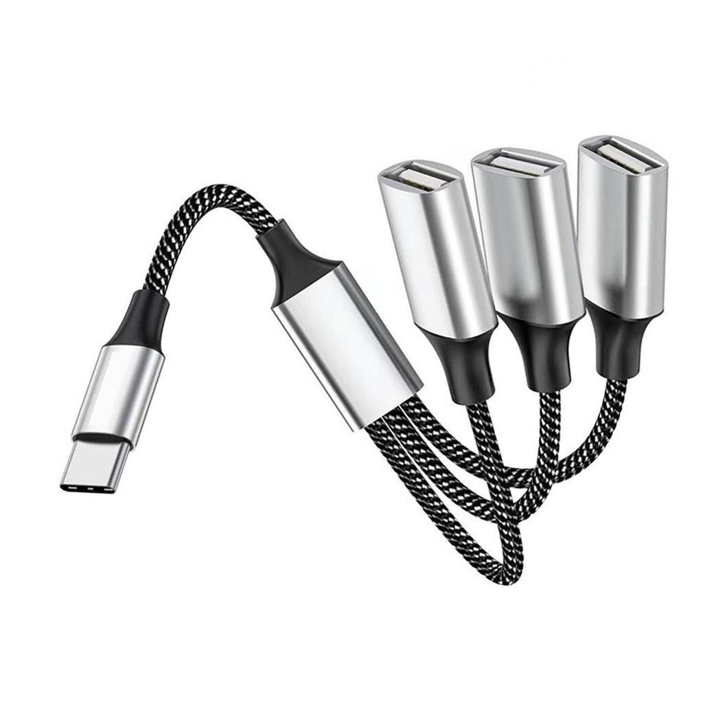 USB Type C to USB A Splitter Featuring OTG Functionality for Keyboards Mouse Cameras Efficient Charging and Data Sync