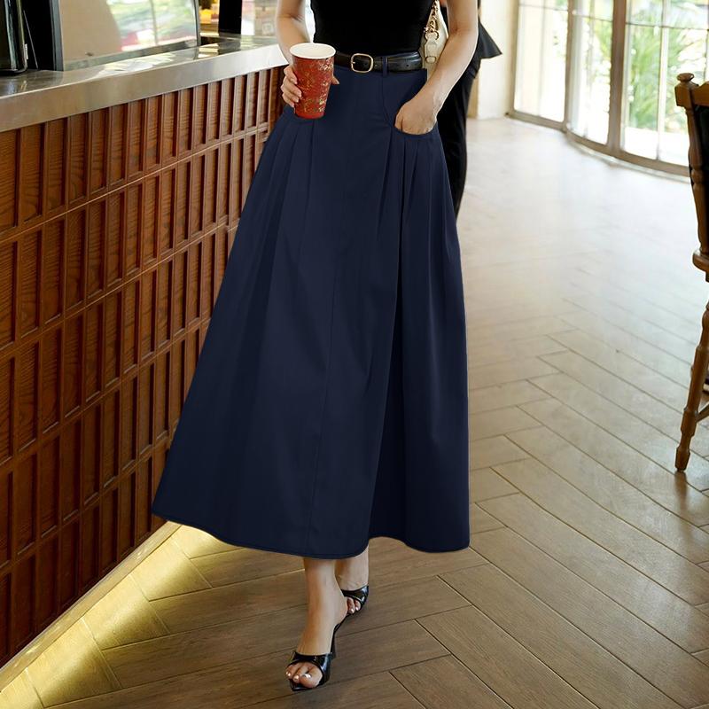 ZANZEA Women Casual Solid Color Loose Midi Skirts