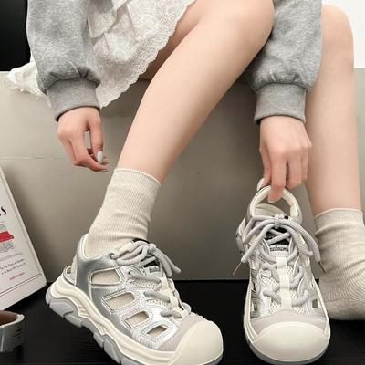 Niche Hollow Sports Sandals Women's New Outer Wear Thick-soled Soft-soled Roman Beach Breathable Ugly Cute Mountaineering Shoes