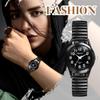 Stainless Steel Bracelet Watch with Waterproof Simple and Stylish Analog One Size Fits Black Quartz Movement Perfect Gift for or Your Boyfriend