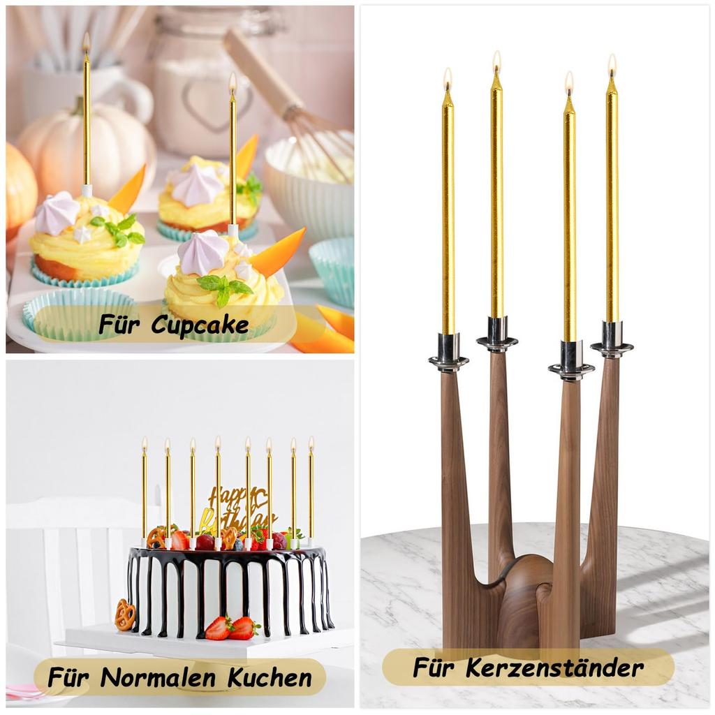 60pcs Gold Cake Candles - Birthday/Wedding/Graduation Decor (No Fragrance)