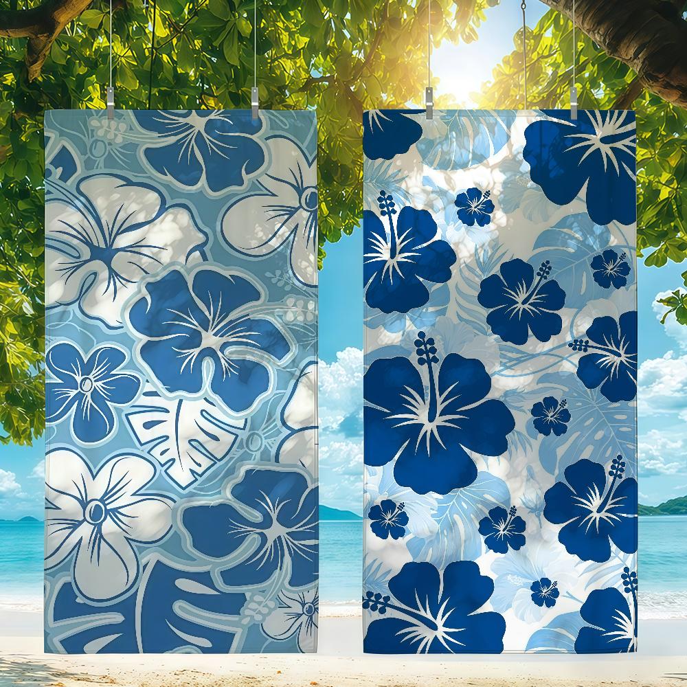 Blue Hibiscus Towel Quick Drying Beach Towels Are Suitable For Swimming Pools Camping Yoga And The Gym