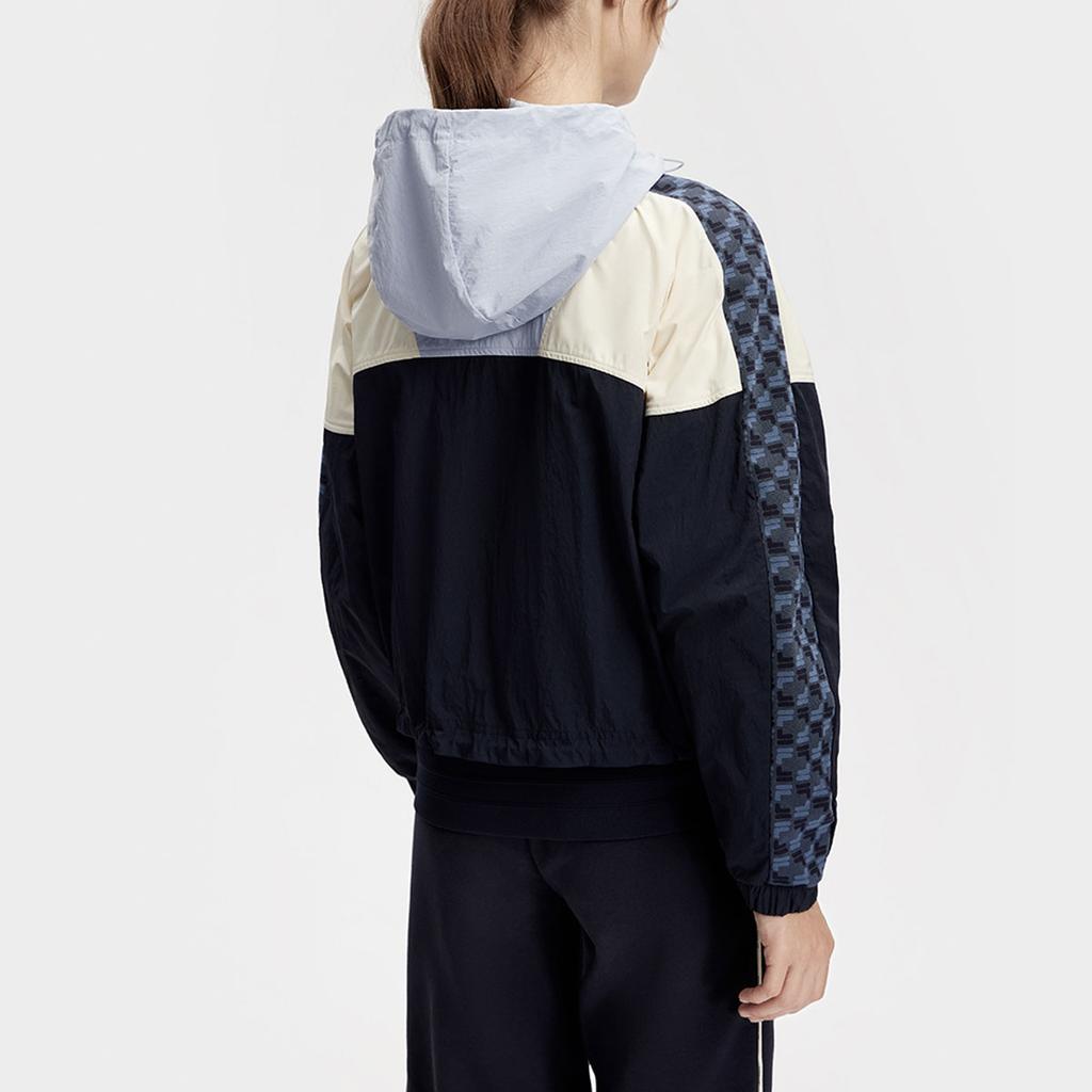 FILA Color Block Hooded Tennis Knit Jacket Women jackets Royal-Blue A11W413702FNV