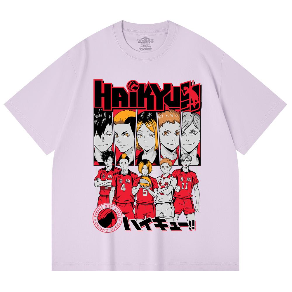 230 g/m² 100% Baumwolle Haikyu V8 Nekoma High Druck Unisex Schweres Baumwoll-T-Shirt
