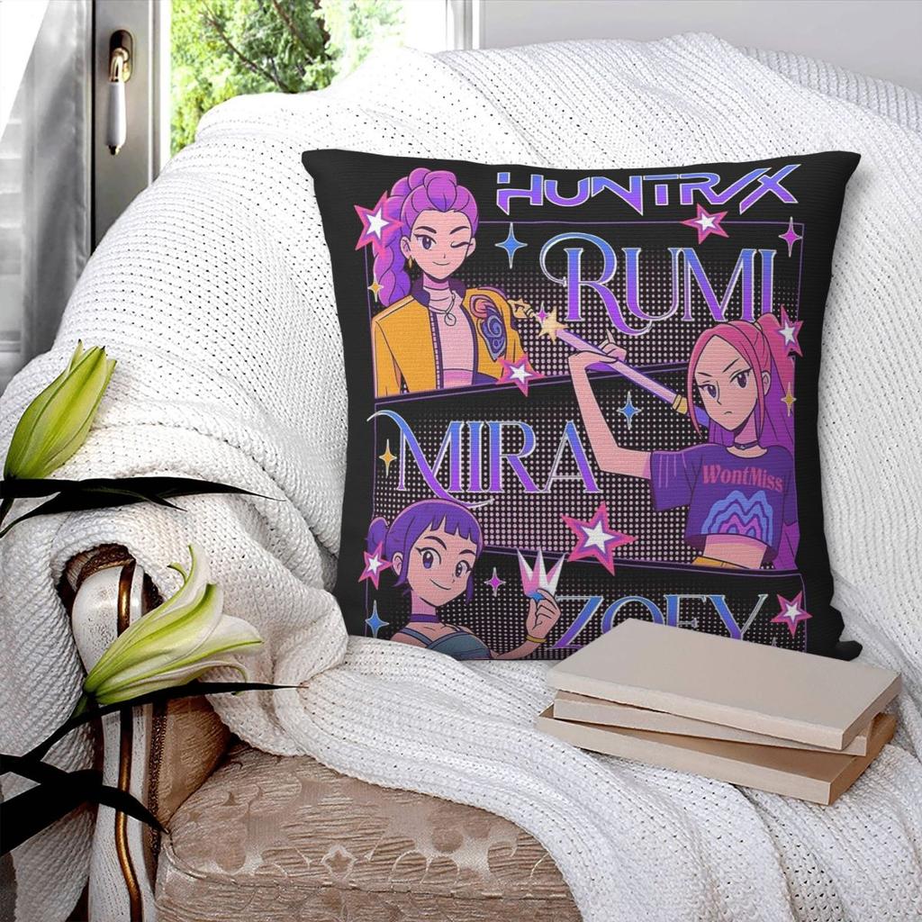 Huntrix Kpop Demon Hunters Pillowcase Printing Polyester Cushion Cover Decorative Pillow Case Cover Home Square 40X40cm