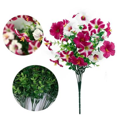 Window Display UV Resistant Artificial Morning Glory Realistic Handmade Fake Flower Bouquets Plastic Faux Plant Indoor Room