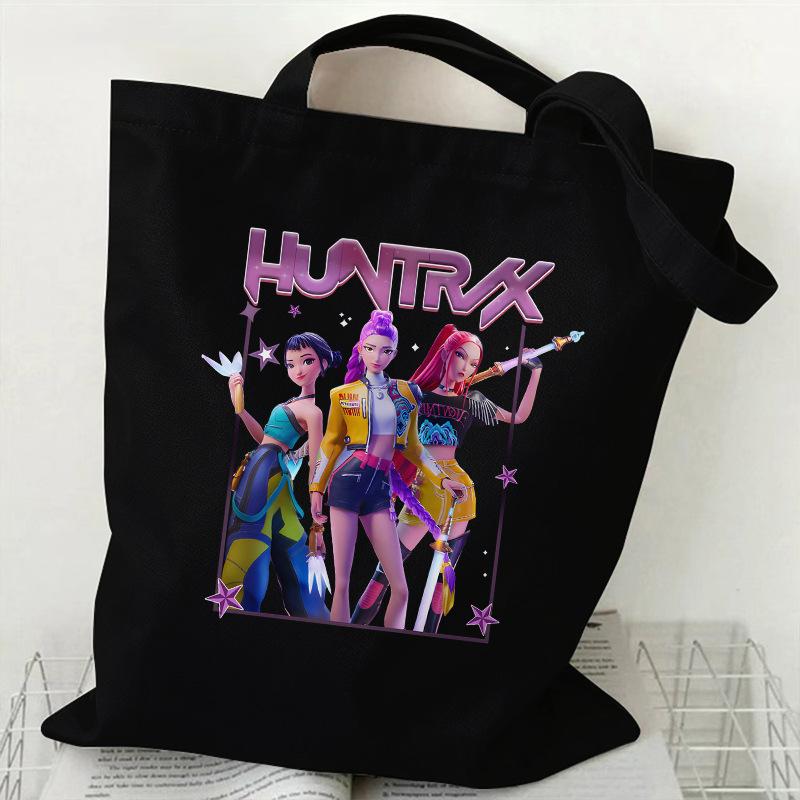 Spot KPOP Demon Hunter Group Cartoon Print Canvas Bag Women's Daily Handbag Shopping Bag
