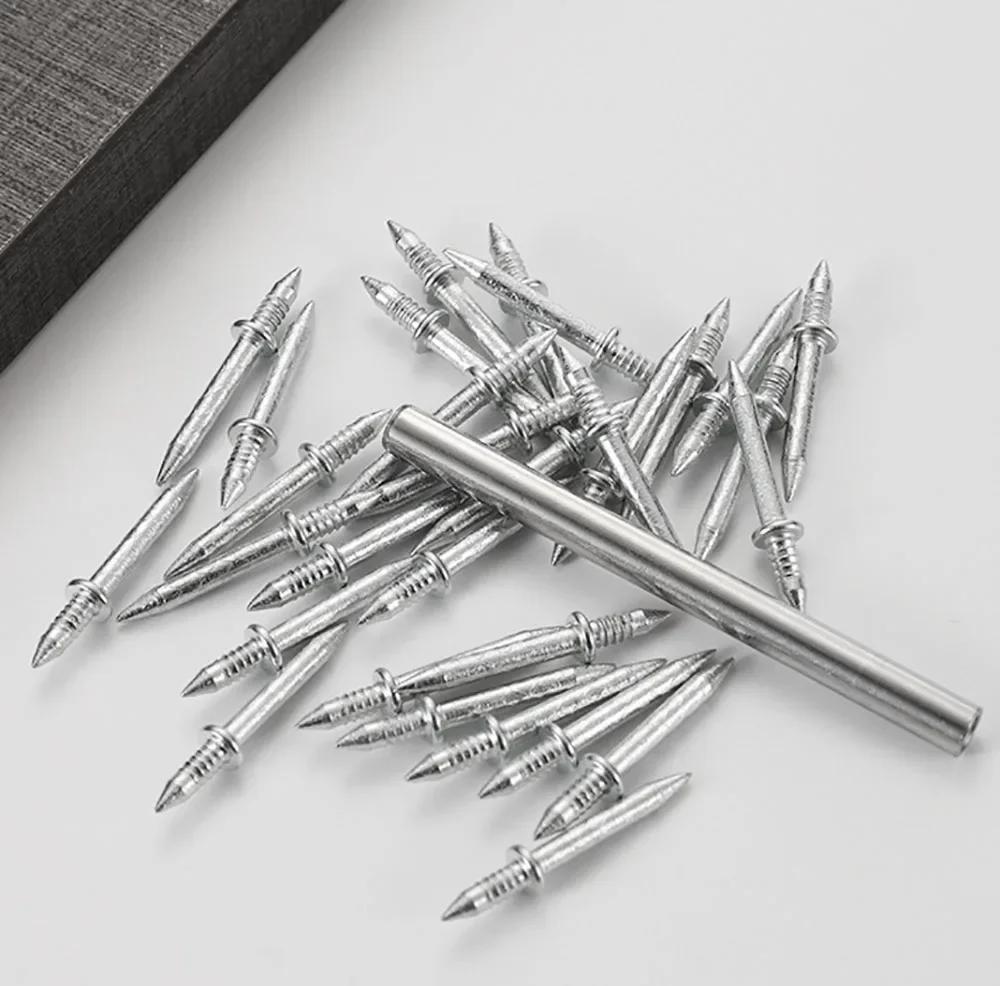 100pcs Double Head Nails Seamless Thread Wood Fixator No Trace Fasteners with 1 Specific Sleeve Tool for Easy Installation