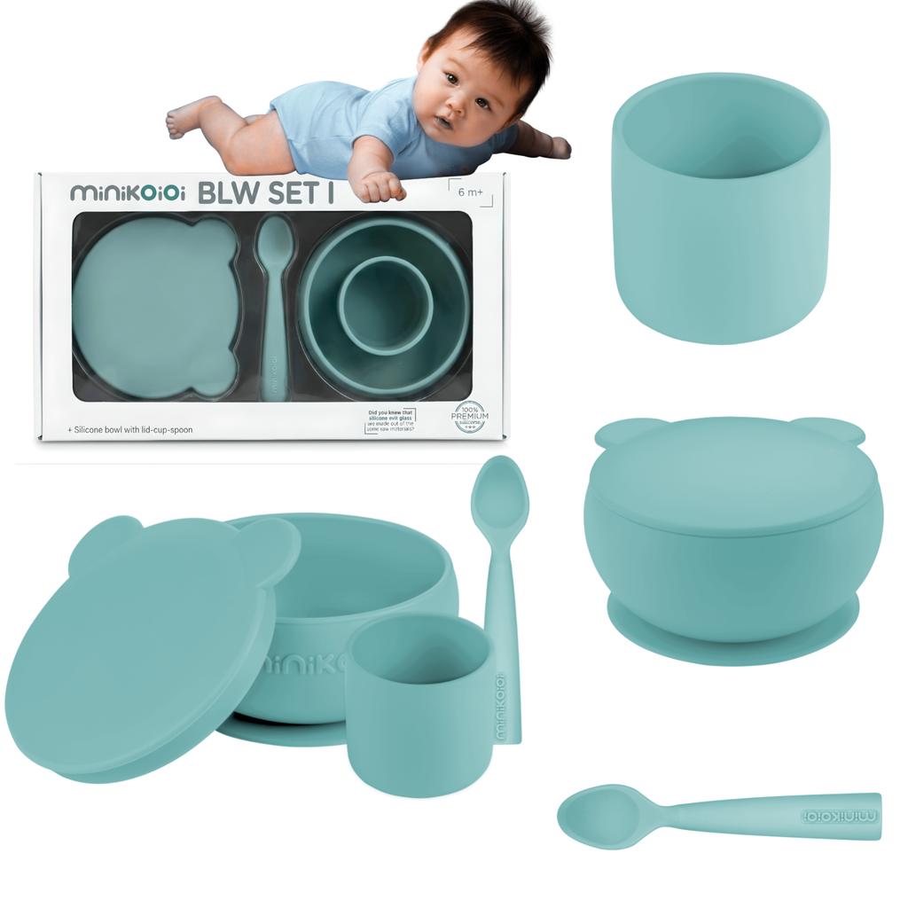 Set of Silicone Dishes for Children 3+1 element 6m+ MinikOiOi