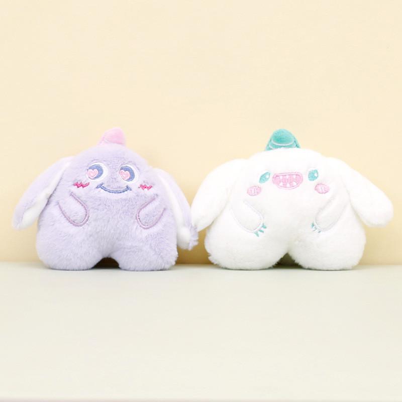 Adorable Monster Plush Keychain Soft Cotton Stuffed Animal Bag Charm In Pink