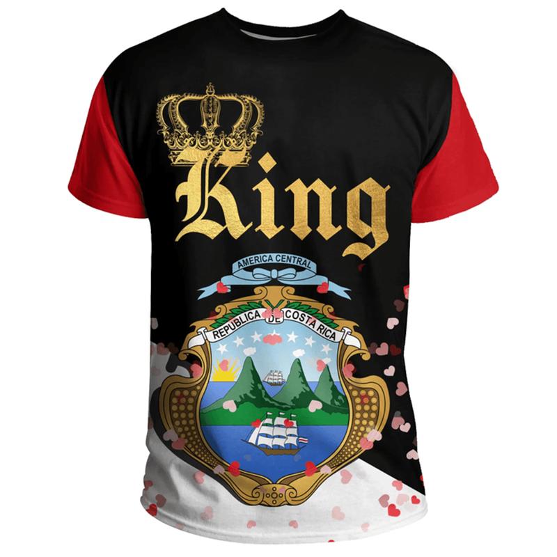 Modisches Costa Rica Flagge 3D Gedrucktes T-Shirt Herren Kleidung Lässige Oberteile Costa Ricanisches Emblem Grafik Übergroß Rundhals T-Shirts