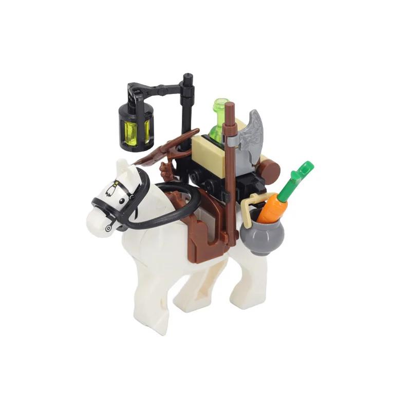 MOC Středověké Město Stavebnice Kuchyň Dům Nábytek Ložnice Jídelna Vojáci Figurky Helma Sestavení Dobytčí Cihly Hračky