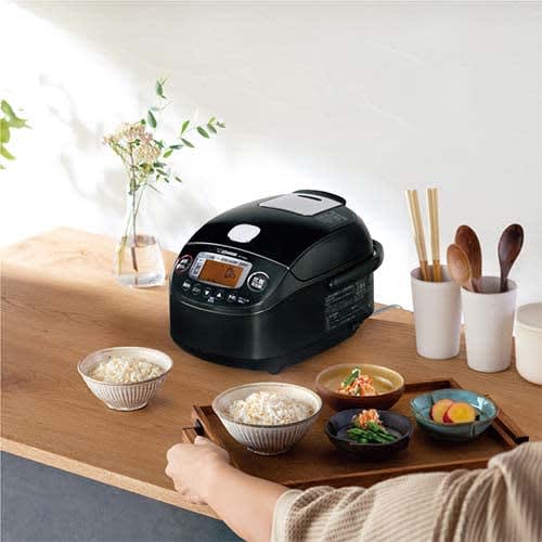 Zojirushi Mahobin riskoker 3 kopper trykk IH Type Ekstrem matlaging Svart Maru tykk gryte Svart NP-RN05-BA
