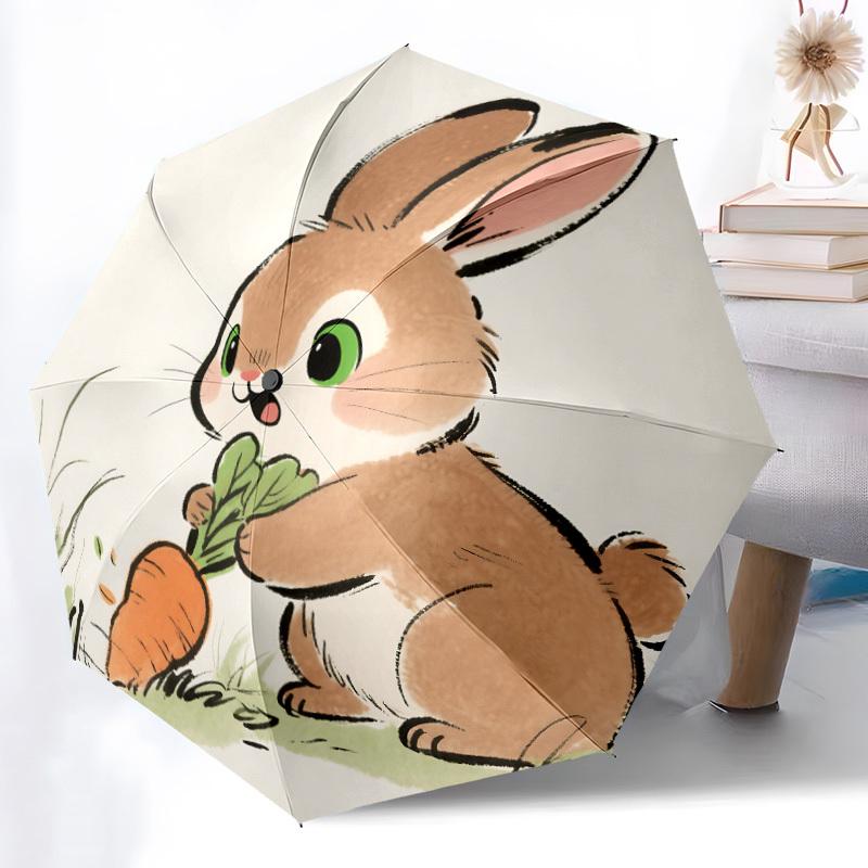 1pc Bunny Carrot Automatic Open/Close Umbrella Compact Folding Umbrella, All-Season Portable Umbrella for Women/Men F1124136