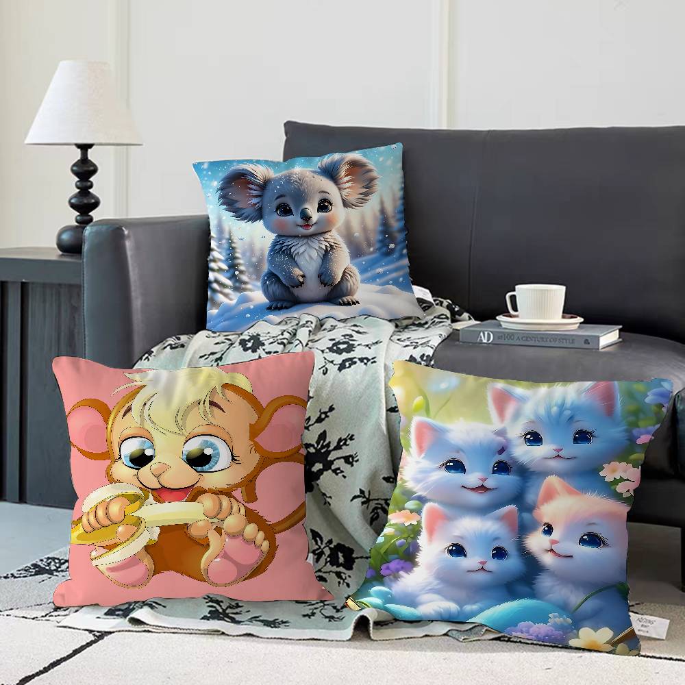 Kreskówkowe Urocze Zwierzątka Poszewka na Poduszkę 30x50 Poliester Poduszki Sofowe Dekoracyjne Poduszki Dekoracja Domu Poszewka