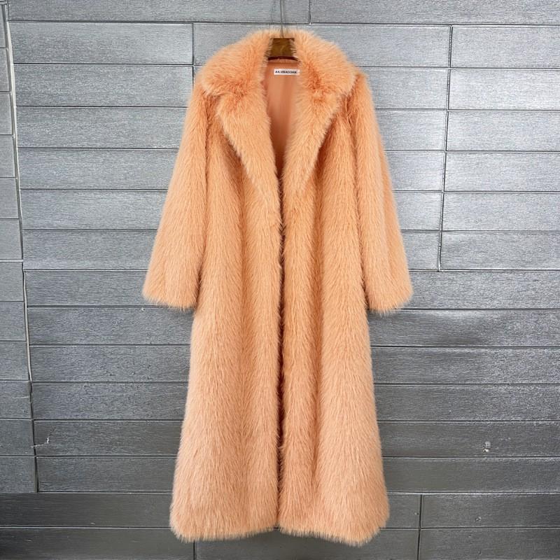Womens Faux Fur Coat Thick Longline Blazer Collar Winter Streetwear Outerwear