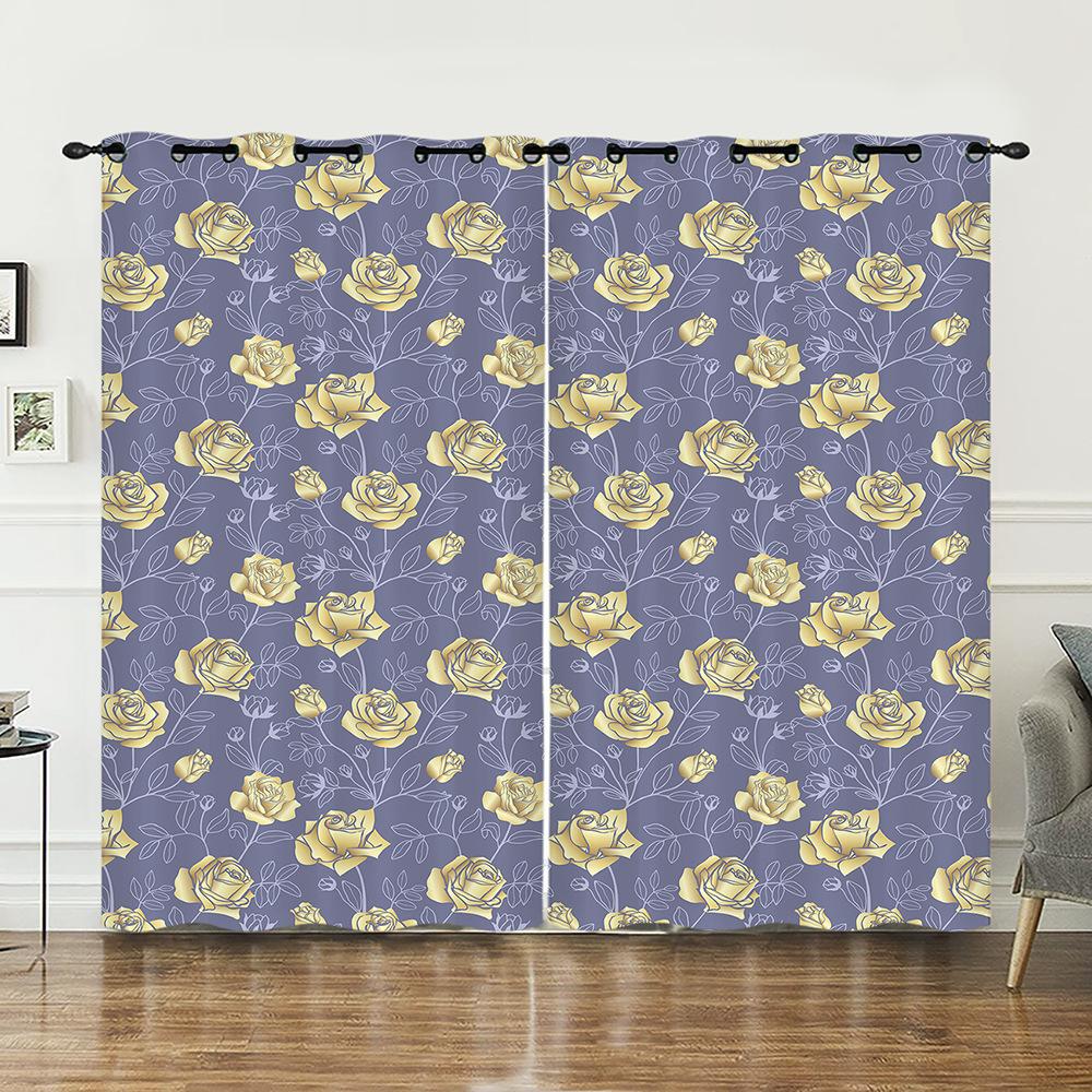 Curtains Bohemian Court Flower Curtains Bedroom Living Room Blackout Curtains Perforated
