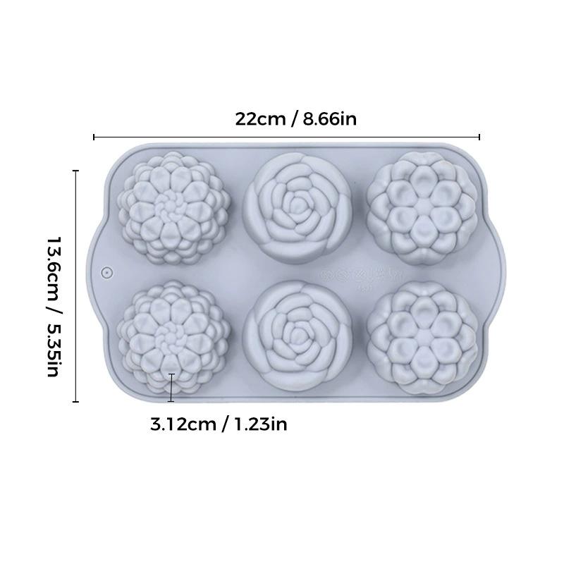 

Силиконовая форма для мыла, свечей, выпечки, шоколада, льда, 6 отверстий, форма цветка розы, форма сердца, DIY A4
