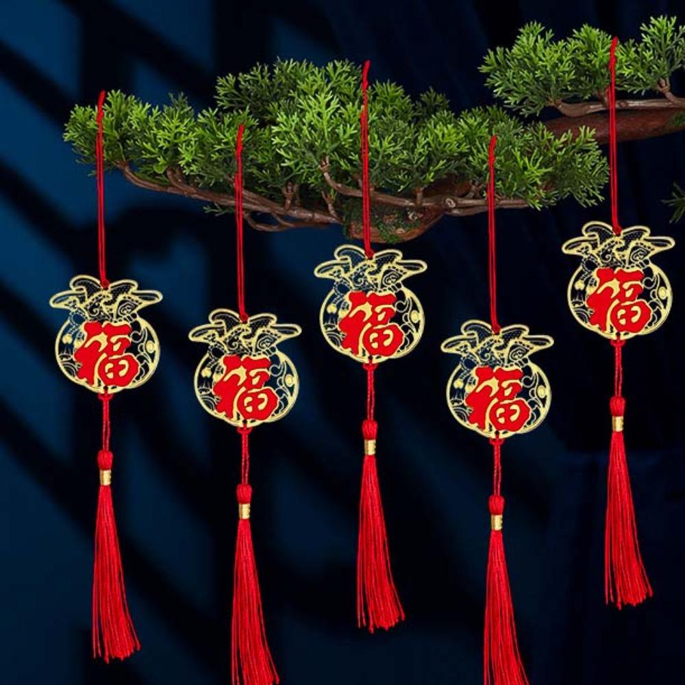 5/6pcs Traditional Spring Festival Bonsai Pendant Gold Potted Plants Hanging Ornaments Garden