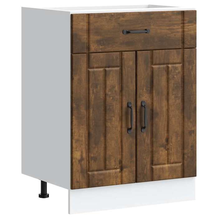 VidaXL Armoire de cuisine Lucca chêne fumé bois ingénierie, meuble d'évier, meuble de cuisine avec tiroir, meuble de cuisine 853732