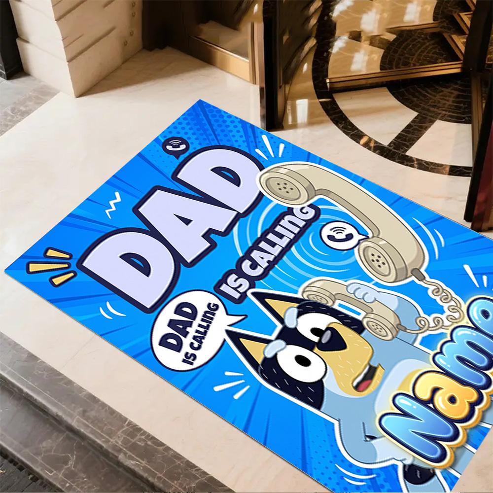 Bluey's Hug Adventure Personalized Text Area Rug Suitable for Decorate room Outdoor Game Room Kitchen Antislip Carpet Anime Office Decor