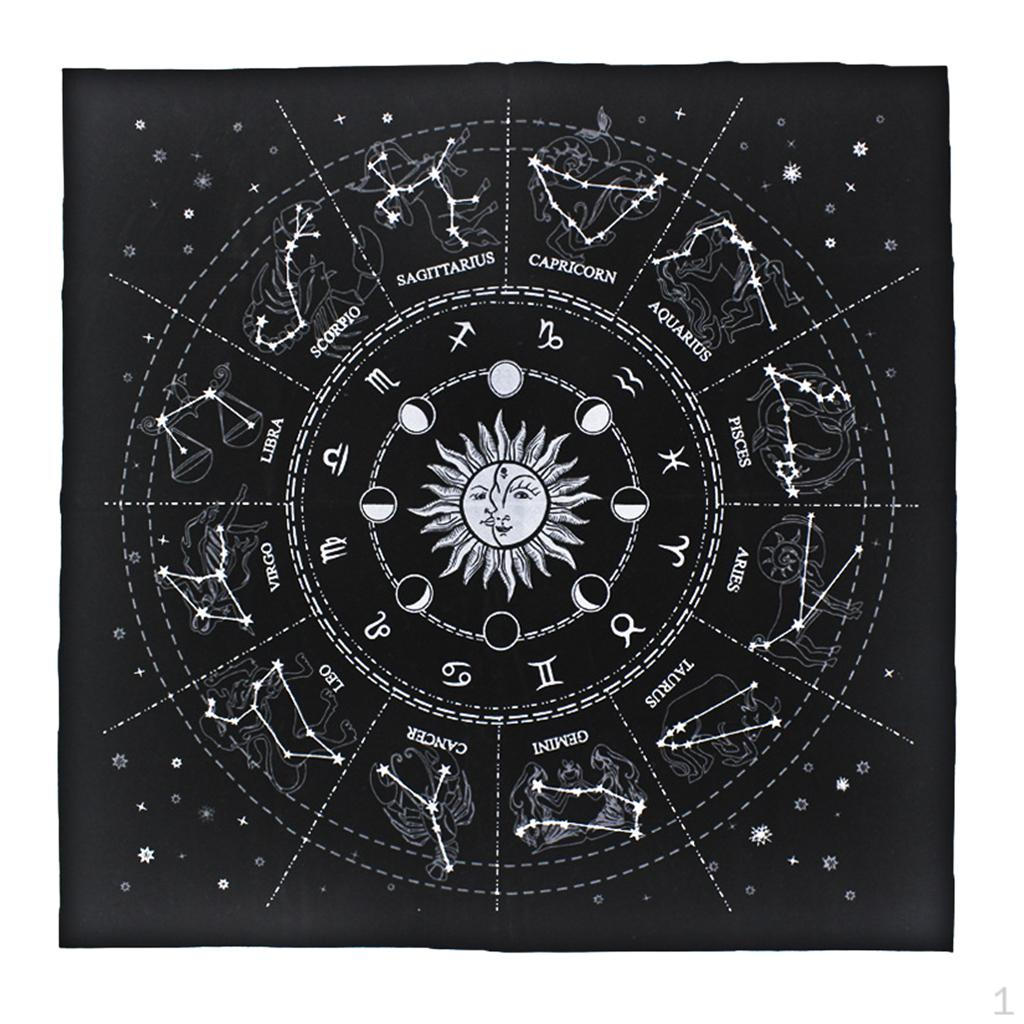 12 Constellations Card Tablecloth Divination Velvet Altar Cloth Board 19"