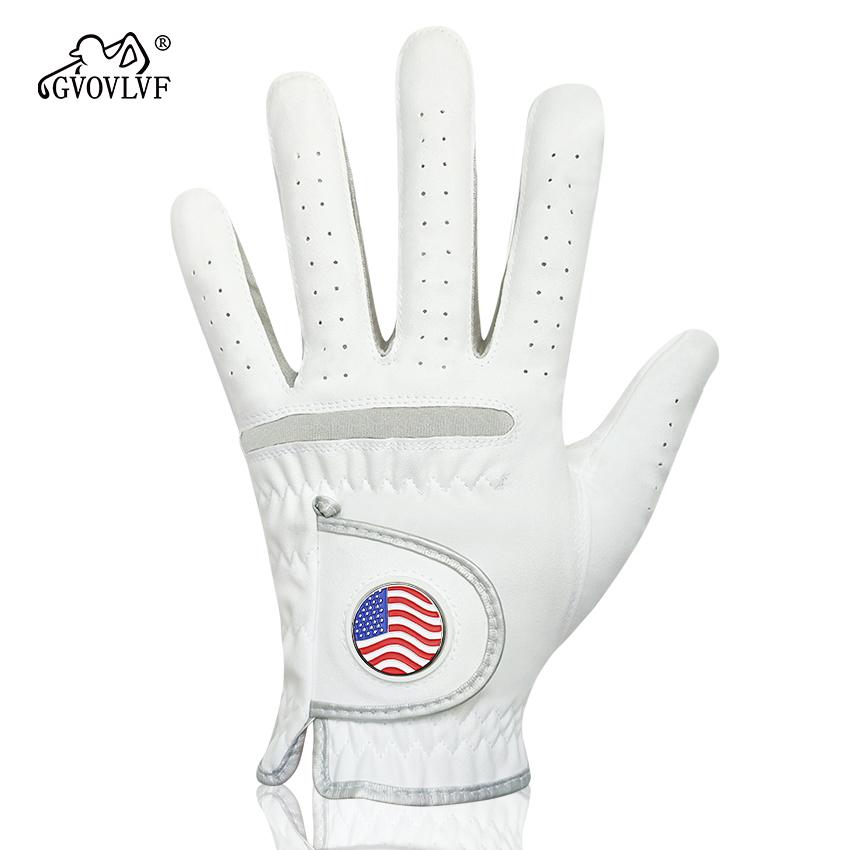 Men s Golf Glove Micro Soft Fiber Breathable Golf Gloves With Magnetic Marker Replaceable Glove American Flag Riding Size 22-S