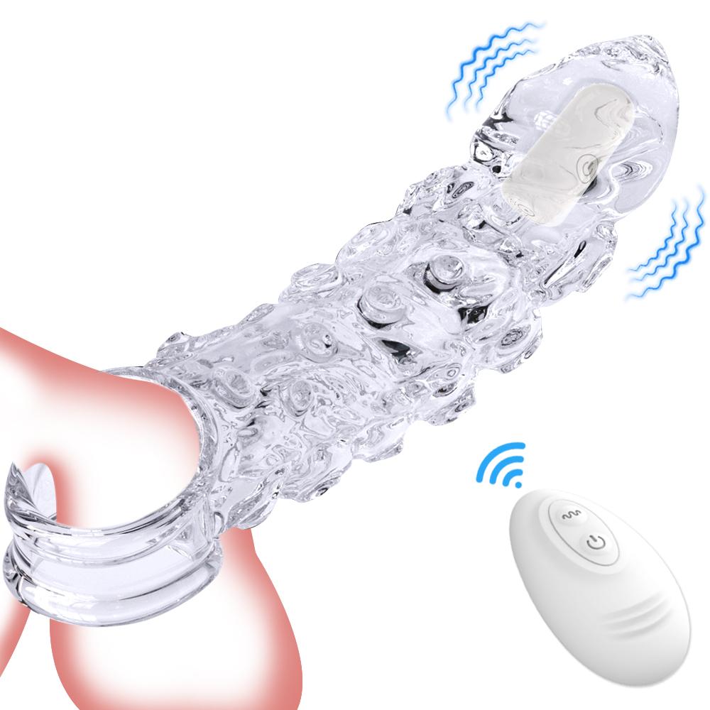 Penis Vibrator For Men Penis Enlargement Sleeve Delay Ejaculation Cock Ring Reusable Condom Penis Extender Adult Sex Toy For Men