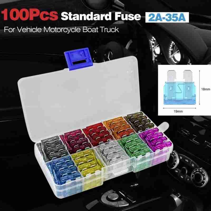 50/100Pcs Car Fuses Kit Assorted Auto Truck Standard Blade Fuse Assortment 2A 3A 5A 7.5A 10A 15A 20A 25A 30A 35A Auto Car Fuse Fuse Holders1