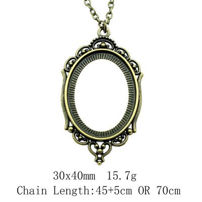 2025 Trend Bohemian Necklace Oval Glass Cabochon Base Setting Tray 45cm Or 70cm Long Chain Necklace Women's Clothing Male Necklace