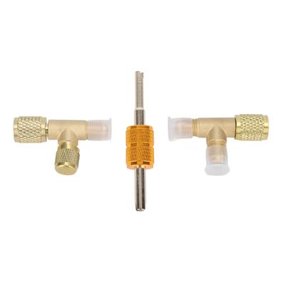1/4in Valves Core Brass Tee Adapter Quick Coupler Access Tee Fittings for Vacuum Gauge R22 R12 R134