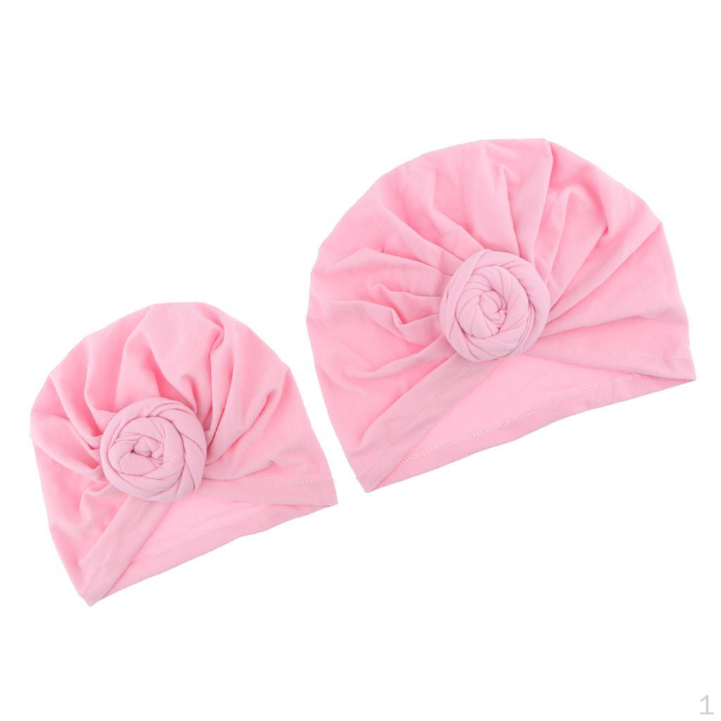 

2 Pieces Womens Kid Stretchy Knotted Turban Headwear Indian hat рожевий