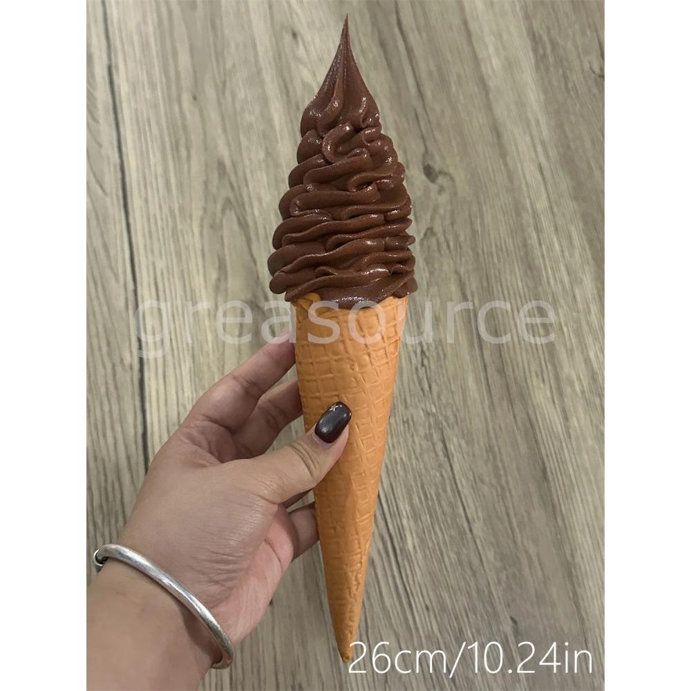 Plastikowy Model Symulujący Jedzenie Dekoracja Rekwizyt Podwójne Kolory DIY Lody Sztuczny Rożek Waflowy 17cm 6.7cala Pokaz Wideo ASMR