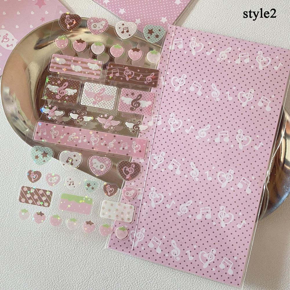 

New Cute Musical Note Strawberry Glitter Sticker For Phone Camera Luggage Journal Sticker DIY Decoration Stationery Sticker Gift