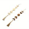 1PC Wood Star Moon Phase Wall Hanging Garland Boho Beaded Moon Garland with Tassel Home Wall Decor