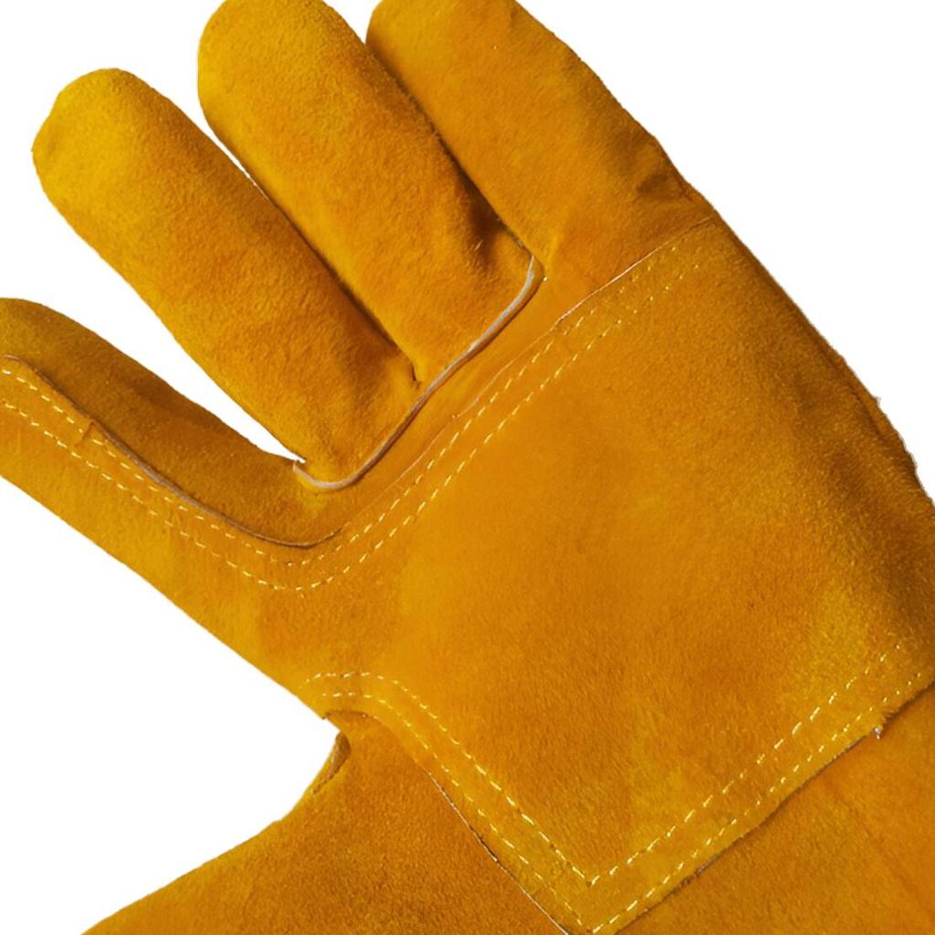 1 Pair Reinforced Style Heat Resistant Welding Gloves BBQ Oven Protective Welder Gauntlet PU Leather