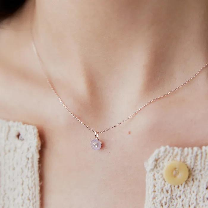 Natural Stone Lavender Jade Pendant Necklace