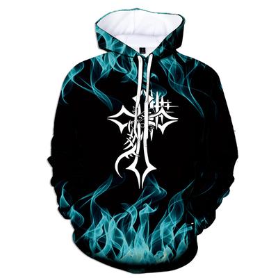 Luźna bluza z kapturem z nadrukiem 3D w płomienie męska modna swobodna bluza z kapturem nowa