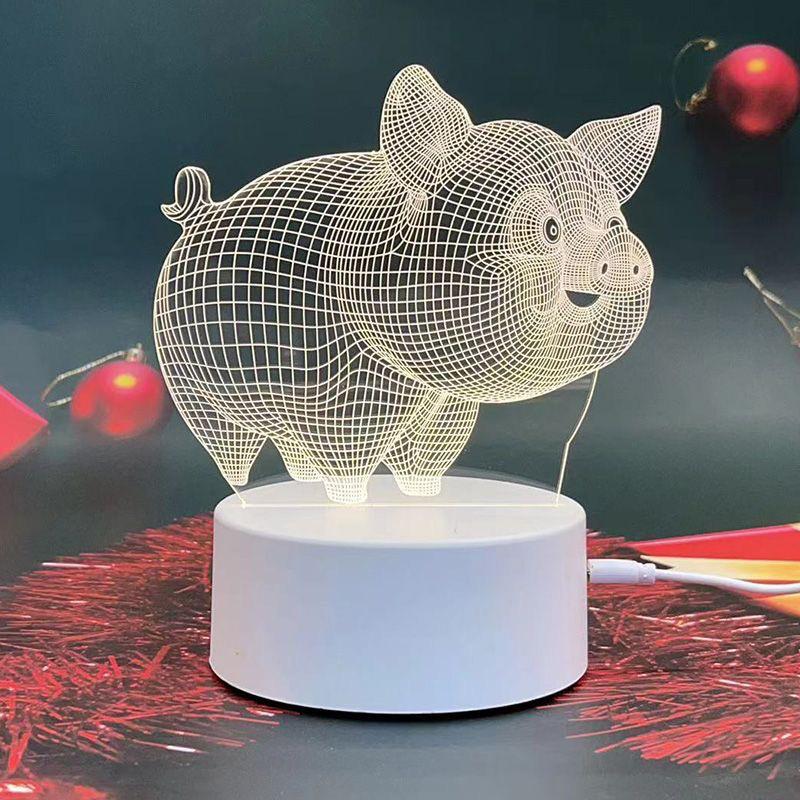 3D Acrylic Heart Bear Night Light - USB Bedside Lamp