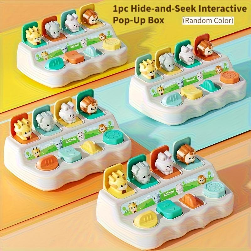 1 Stück Tier-Pop-Up-Spielzeug mit Peekaboo-Schaltern, Frühe pädagogische Lernaktivität für Kleinkinder Baby kognitives Training