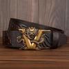 Retro Dragon Carved Pattern Automatic Buckle Leather Belt – Domineering Men's Fashion Accessory