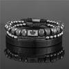 Vintage Crown Stainless Steel Bracelet Set With Letter And Number Charms For Men And Women