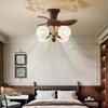 Chinese Retro Cream Ceiling Fan with Light for Study, Bedroom & Restaurant