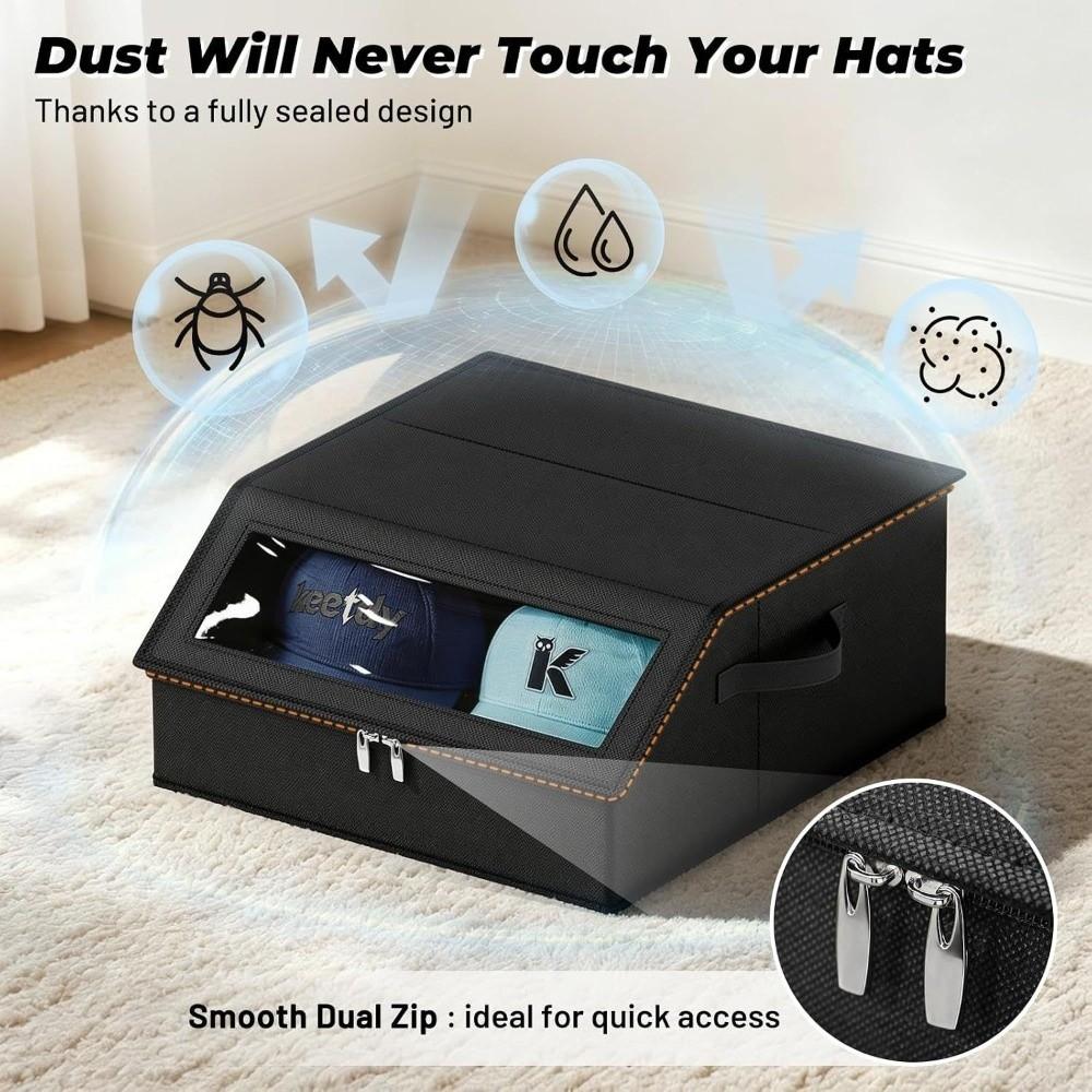 24 Cap Capacity Hat Storage Box Clear Window Cap Storage Case  Closet Storage