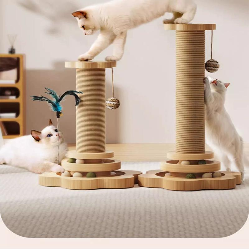 Tiragraffi 4 in 1 Giocattolo per Gatti Tiragraffi Naturale in Sisal Giocattoli Interattivi per Gatti