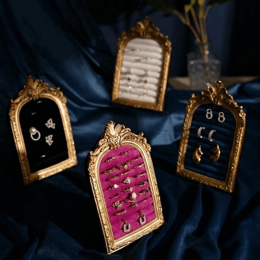 Velvet Jewelry Display Rack Picture Frame Shape Earring Ring Shelves Home Decoration