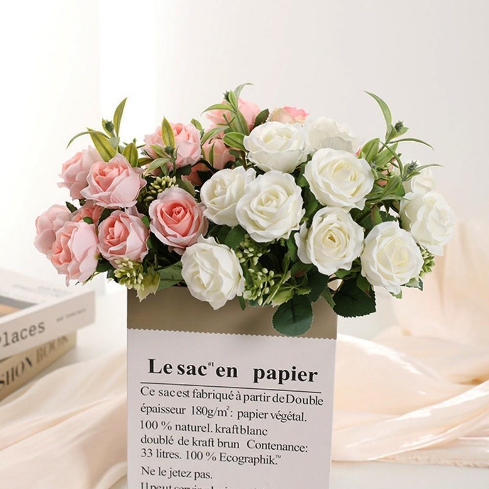 New 10 Heads Real Happy Flower 6 Colors Photography Photo Gift Valentine's Day Flowers Crystal Grass Bouquet Home Decorative