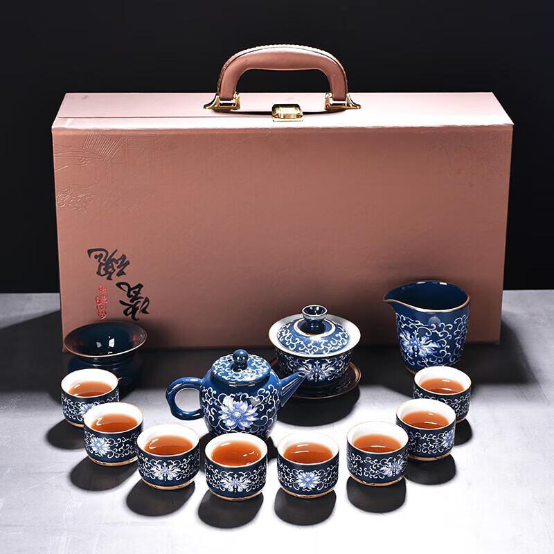 Cha Xun Dehua Gold-Inlaid Enamel Tea Set, 11-Piece